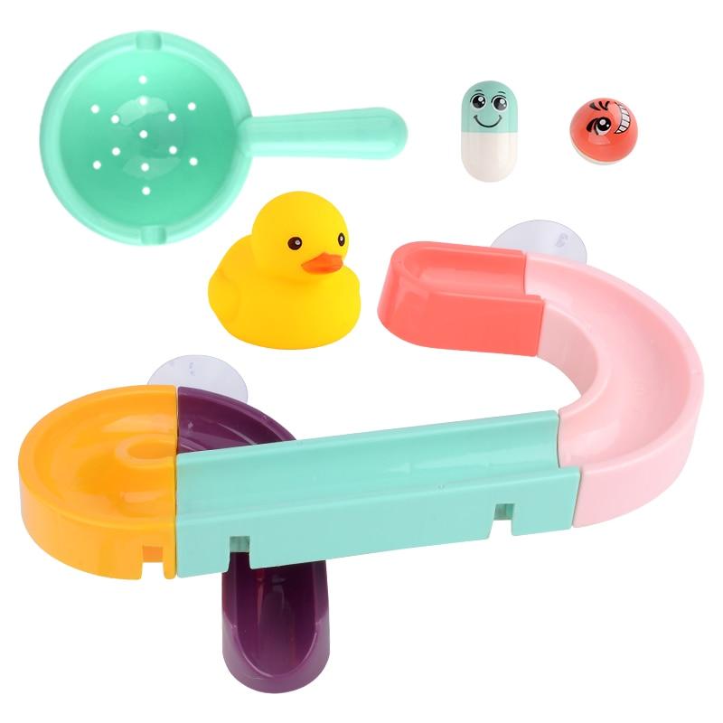 Baby Bath Toys Wall Suction Cup Marble Race Run Track Bathroom Bathtub Kids Play Water Games Toy Set for Children