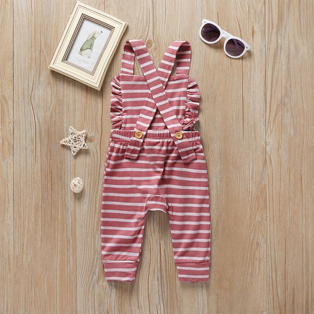 Newborn Baby Girl Boy Backless Striped Ruffle Romper Overalls Jumpsuit Clothes In Retro Syle For Boys And Girls