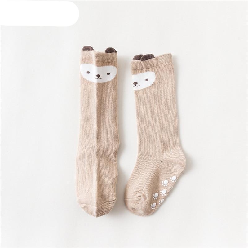 White Baby Sock Non Slip Cotton Long Socks Newborn Knee High Socks For Baby Girls Super Elastic Cute Design