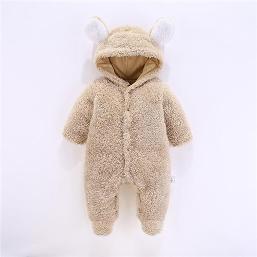 Newborn Winter Hoodie Baby Rompers Outwear Infant Baby Jumpsuit 3M -12M For Girls and Boys Winter Romper