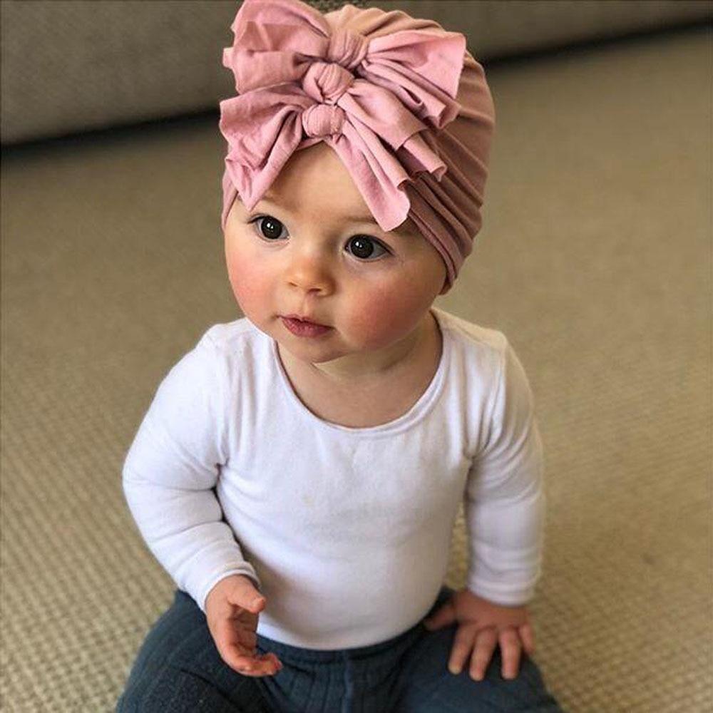 Modern Turban Baby Girls Bow Turban Hats Cotton Kids Beanie Children Hats Accessories For Girls Baby