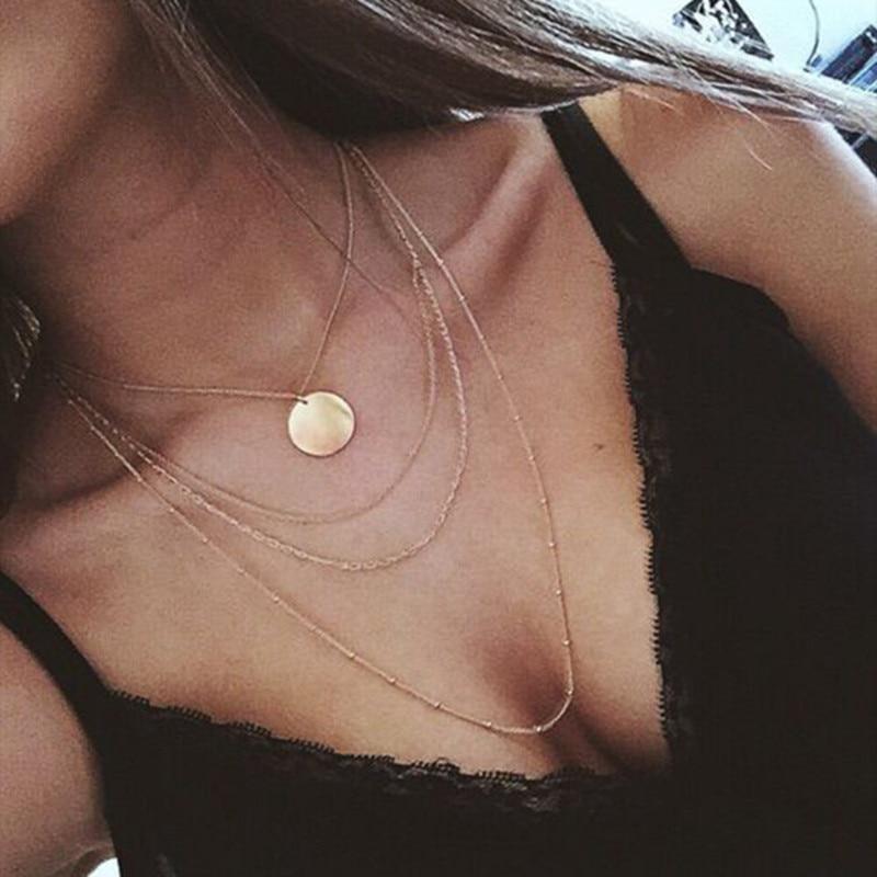 Modern Vintage Multilayer Crystal Gold Choker Pendant Necklace For Women Luxury Jewelry Perfect Gift Cool Style