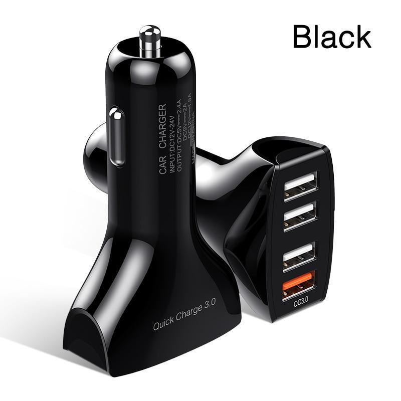 30W 4 Ports Car Charger Quick Charge 3.0 Dual USB Adapter Fast Charging For Smartphones Car-Charger Gadgets