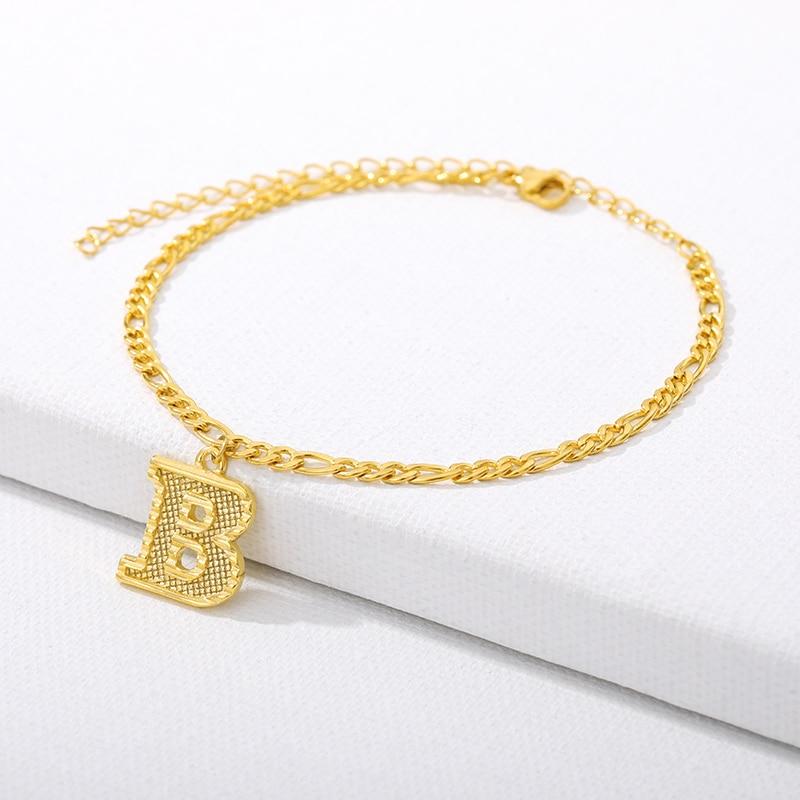 Luxury Anklets Letter Bracelets For Women Stainless Steel Alphabet Ankle Bracelet  Gold Chain Foot Jewellry