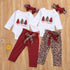 Newborn Baby Boys Girls Christmas Tree Printed Pullover Top and Leopard Pants Christmas Outfits 3pcs