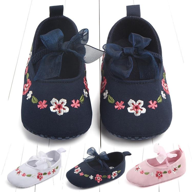 Newborn First Walkers Toddler Shoes Non-slip Baby Girls Kids Floral Shoes Princess Shoes Soft Sole Kids Toddler Infant Boots