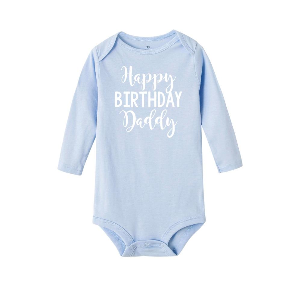 Happy Birthday Daddy Newborn Kids Baby Boys Girls Infant Long Sleeve Jumpsuit ROmper In Modern Designs With Party  Print