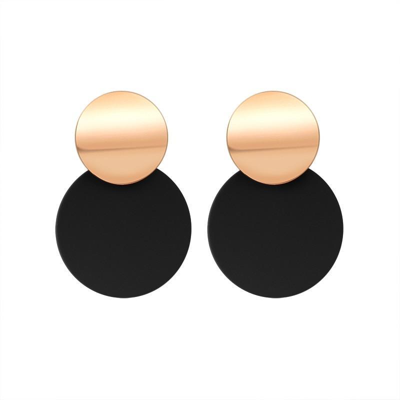 New Modern Korean Statement Round Luxury Earrings For Women Perfect Geometric Elegant Gold Shell Fluff Dangle Drop Earrings