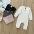 Infant Baby Boy Girl Cotton Romper Knitted Ribbed Jumpsuit Solid Clothes Warm Outfit For Kids