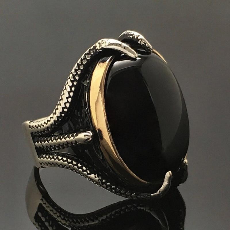 Epic Vintage Gothic Men Ring Claw Shape Round Black Resin Inlay Ring Punk Biker Party Jewelry Gifts In Luxury Modern Design