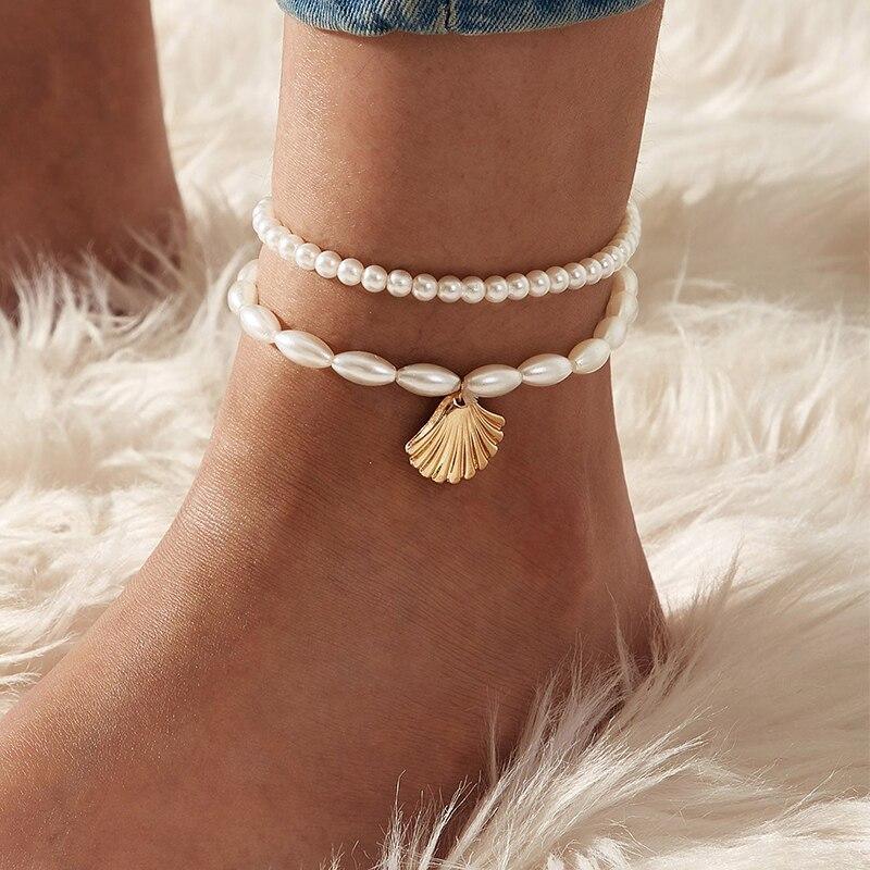 Handamde Luxury Bohemian Beads Anklets for Women Colorful Stone Crystal Shell Anklet Bracelet For Leg Jewellery