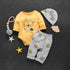 Autumn and Winter Cotton Lion Casual Baby Bodysuit Pants Hat Suit Pajamas Set OFr Boys And Girls Kids