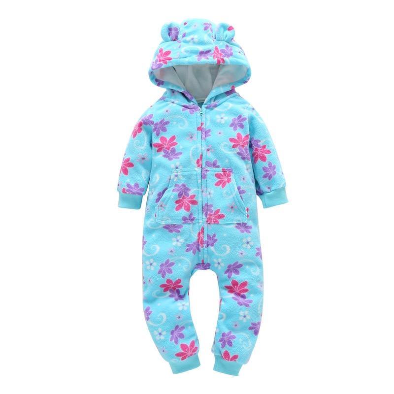 Modern Popular Fashion Newborn One Piece Fleece Hooded Jumpsuit Long Sleeved Baby Body suits Romper For Girls and Boys Kids