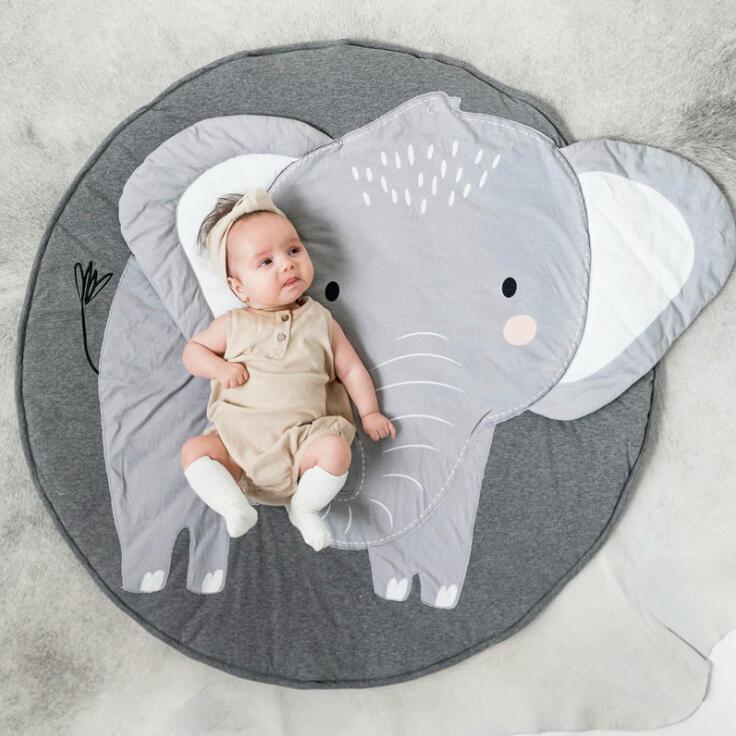 Creative Elephant Design Baby Play Mat  Round Carpet Cotton Animal Play Mat Newborn Infant Crawling Carpet For Baby Kids