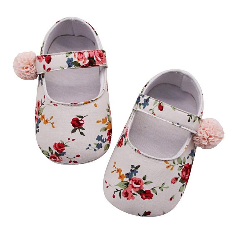 Baby Shoes Breathable Floral Print Anti-Slip Shoes Casual Walking Soft Soled Luxury First Walkers