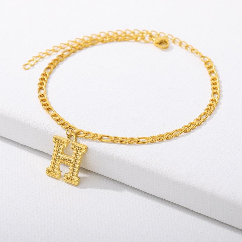 Luxury Anklets Letter Bracelets For Women Stainless Steel Alphabet Ankle Bracelet  Gold Chain Foot Jewellry