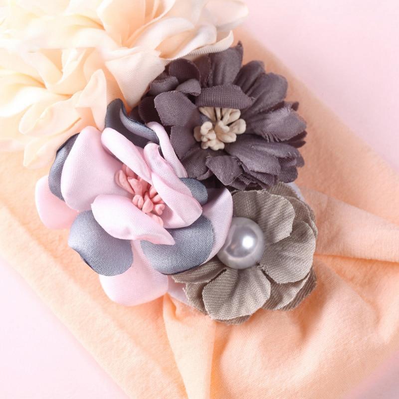 Handmade Flower Baby Headbands For Newborn Girls Nylon Elastic Hair Bands Headwear For Baby Girls