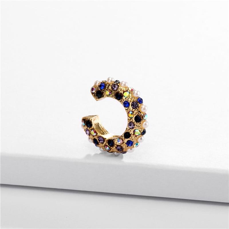 Luxury Multicolor CZ Crystal Cuff C Shaped Ear Clips No Pierced Cartilage Earring for Women In Modern New Design