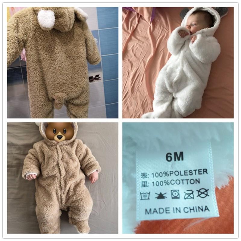 Newborn Winter Hoodie Baby Rompers Outwear Infant Baby Jumpsuit 3M -12M For Girls and Boys Winter Romper