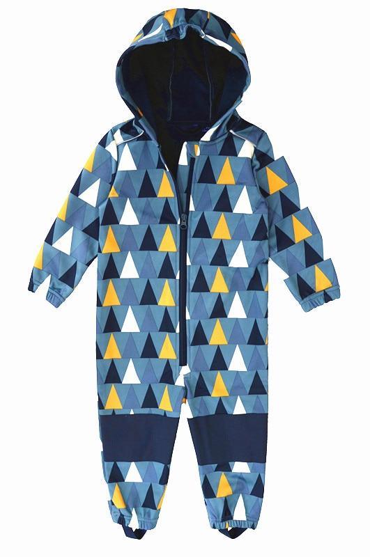 Ski suit For Children Soft Shell Outdoor Jacket Waterproof  Fleece Lining Jumpsuit For Boys and Girls In Modern Colorful Design