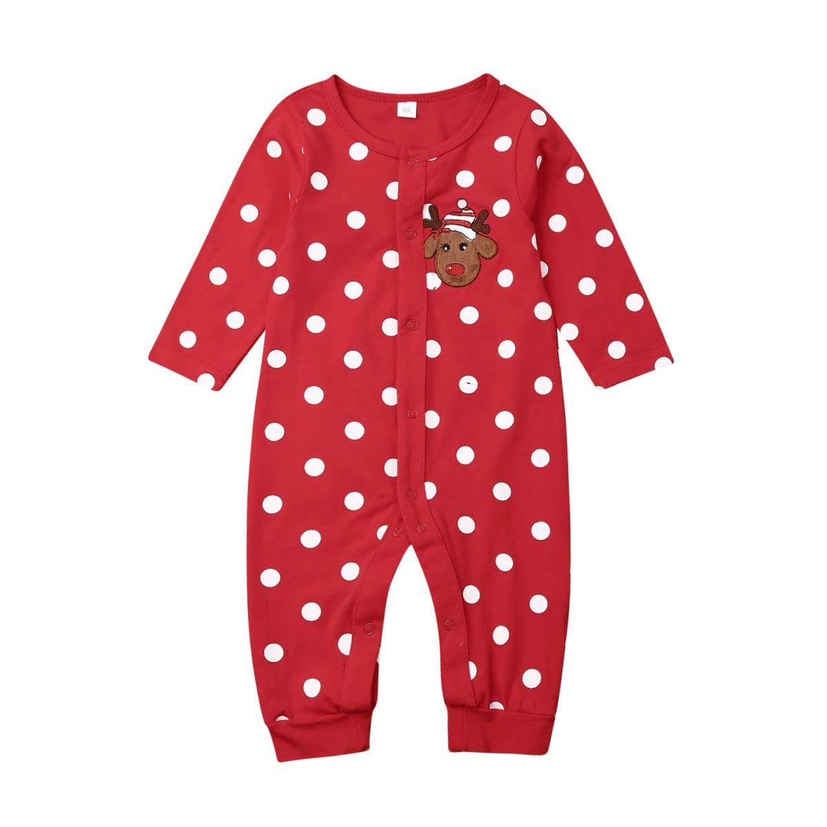 My First Christmas Baby Boy Girl Rompers Newborn Infant Baby Cartoon Deer Red Jumpsuit 0-18M For Girls and Boys For Christmas