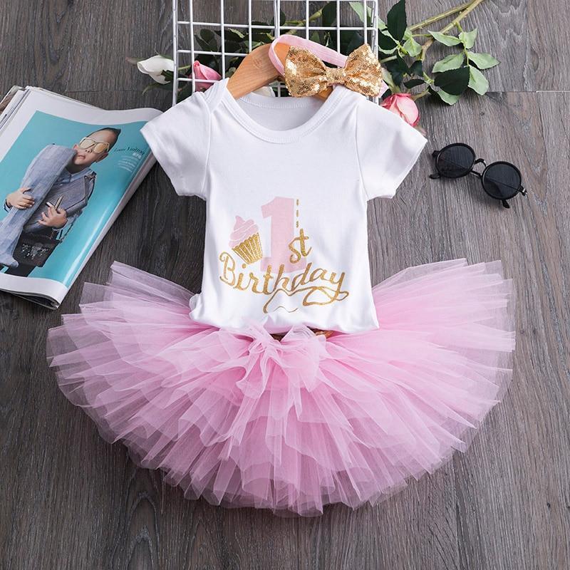 New 1st Birthday Tutu Baby Infant Christening Cake Dresses for Party Kids 1 Year Baby Girl For  Birthday Party