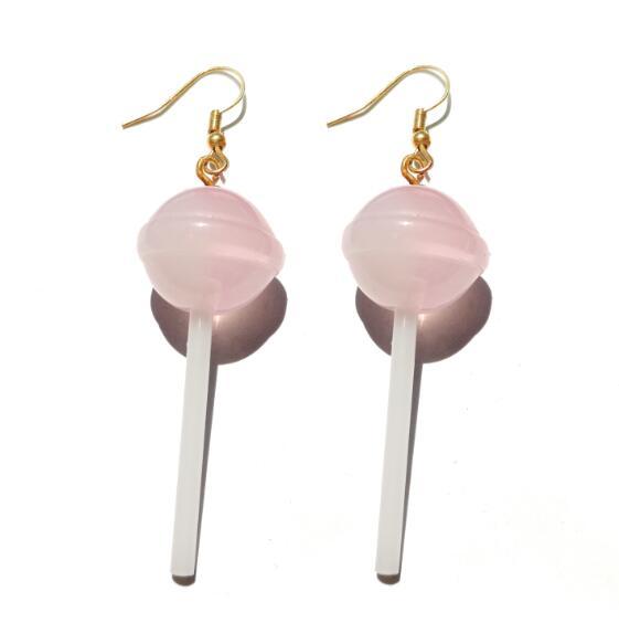 Interesting Modern Luxury Earrings For Women Resin Lollipop Drop Custom Made Handmade Cute Girls Cotton Candy Gift Style For Woman and Girls