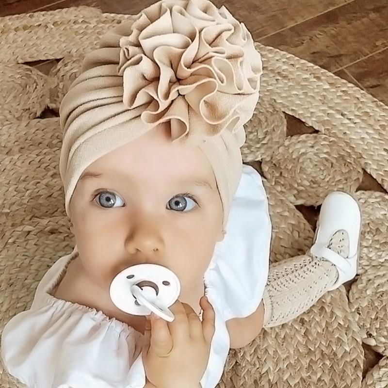 Cute Flower Headband Turban Soft Beanie Hat Infant Toddler Headwear Baby Hair Accessories for Newborn Baby