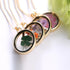 Elegant Popular Korean Round Pendant Luxury Necklace Women Long Gold Bead Chain Colorful Specimen Dried Flower Necklace Jewelry For Girls