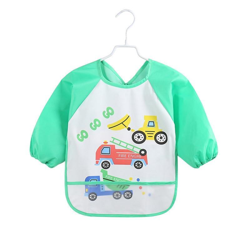 Cute Cartoon Print Baby Waterproof Long Sleeve Apron Children Feeding Smock Bib Baby Accessories