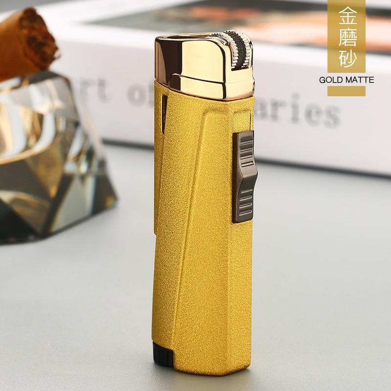 NEW Modern Luxury Grinding Wheel Three Torch Turbo Lighters For Cigarettes Accessories Cigar Smoking Lighters New Metal Design