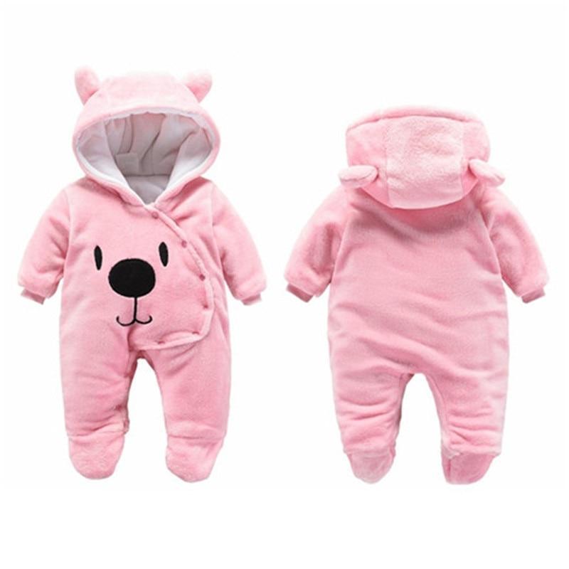 Newborn Winter Hoodie Baby Rompers Outwear Infant Baby Jumpsuit 3M -12M For Girls and Boys Winter Romper