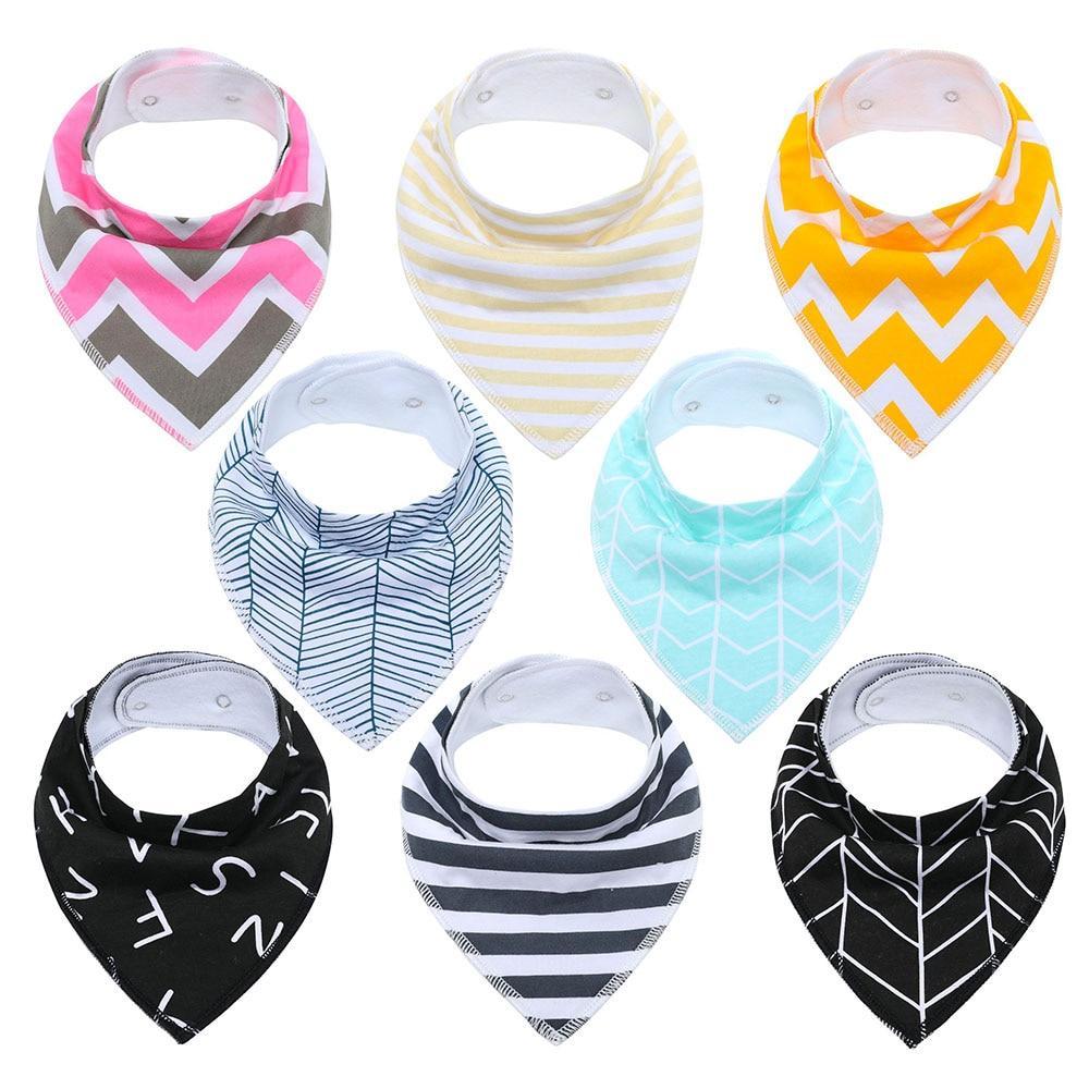 8PCS/SET Pack Baby Bandana Organic Absorbent Soft Cotton Drool Bibsfor Teething And Feeding Bib For Baby and Kids Feeding