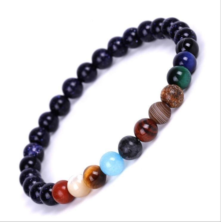 Galaxy Solar System Bracelet Universe Nine Planets Natural Stone Stars Earth Moon Bracelet For Women Man Fashion Jewelry