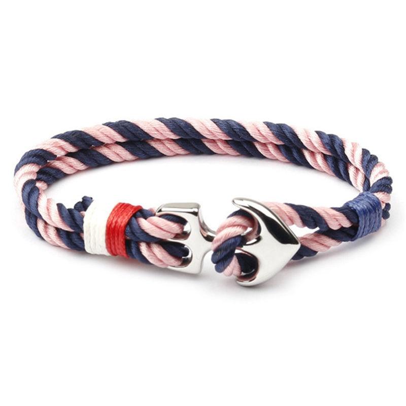 Men Bracelet Stainless Steel Anchor Bracelets Trendy Nautical Survival Nylon Rope Chain Armband Women Paracord Charm Bracelet