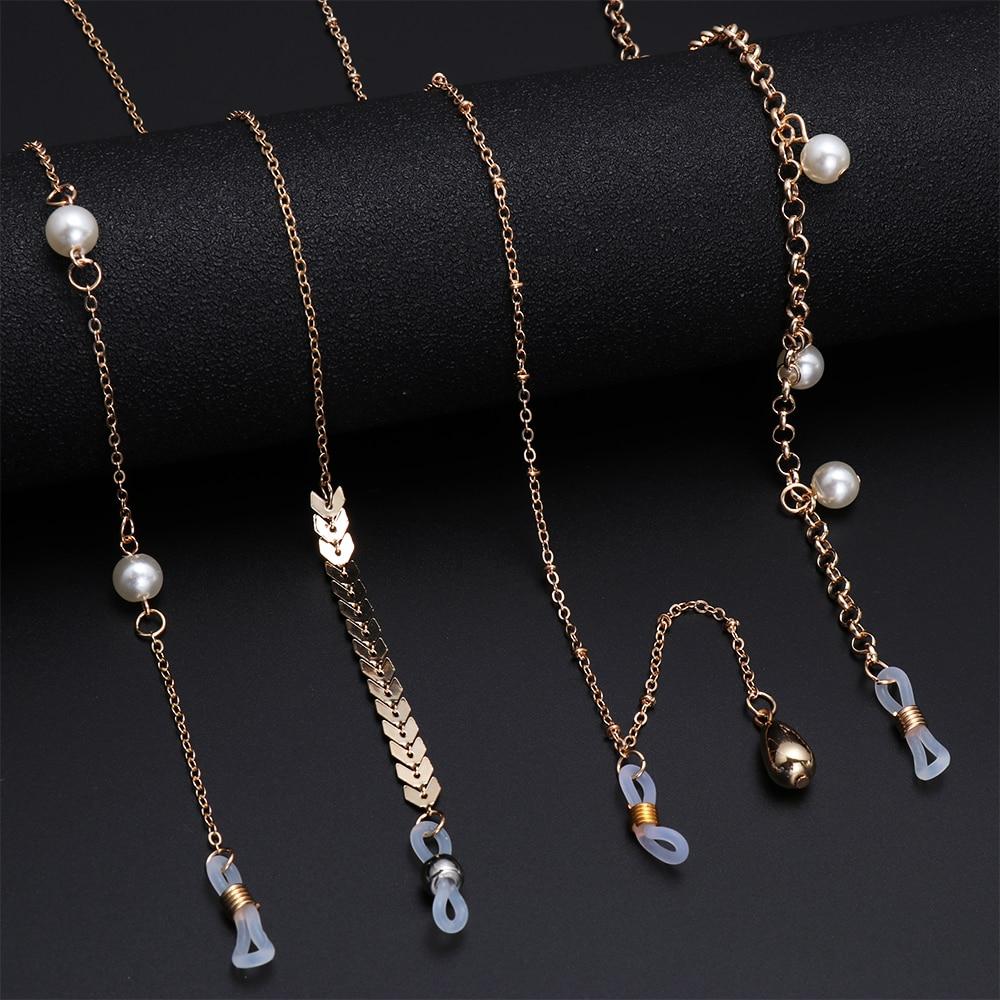 Women Pearls Sunglasses Chains Gold Eyeglasses Chains Sunglasses Holder Necklace Eyewear Accessories