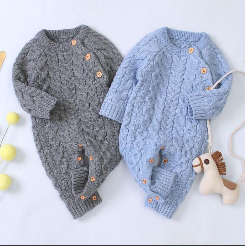 Handmade Knitted Baby Clothes Long Sleeve Newborn Baby Romper Winter Spring Baby Girl Romper Jumpsuit For Boys and Girls