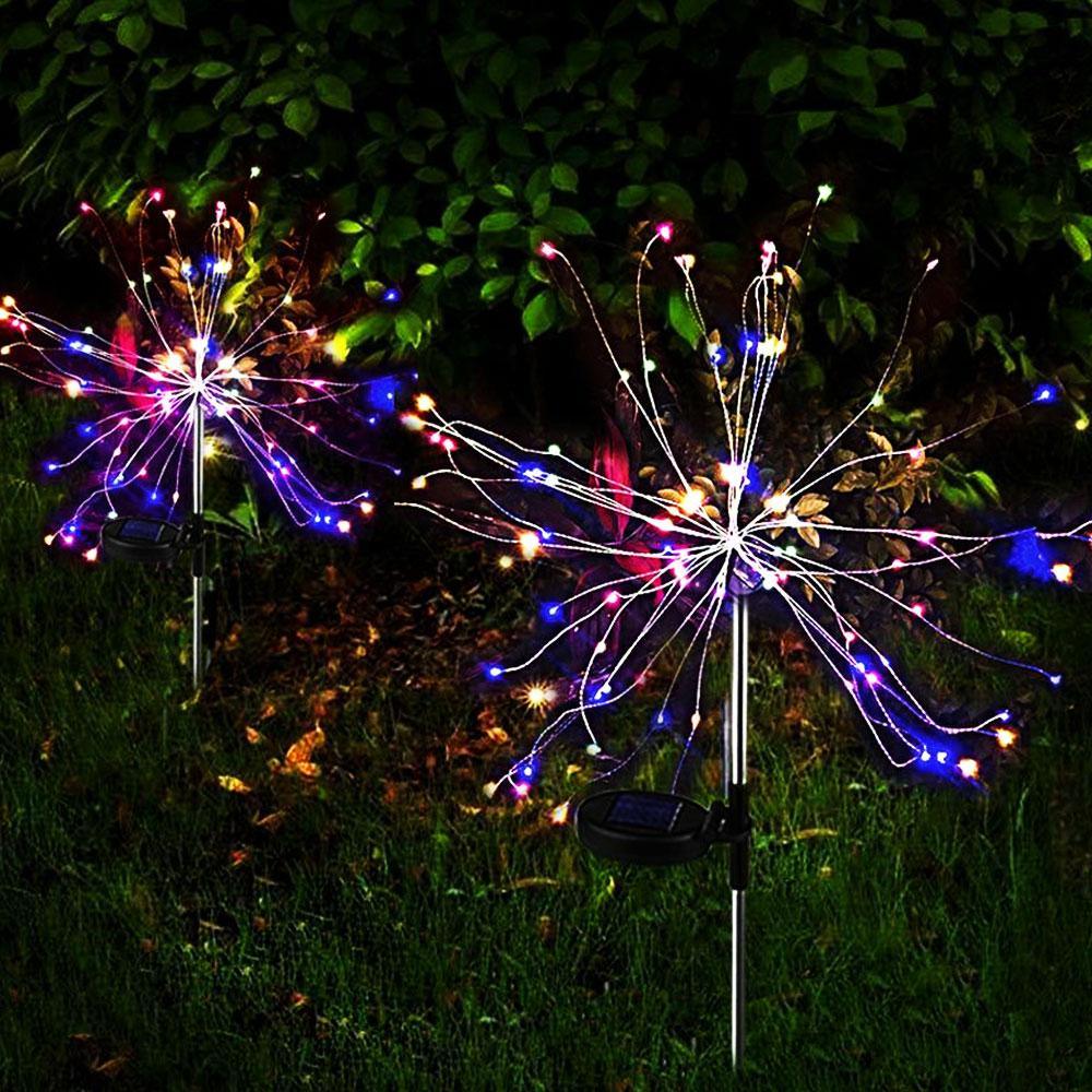 Modern Garden Luxury LED Solar Waterproof Lamp In Shape Of Tree Fireworks With Copper Wires