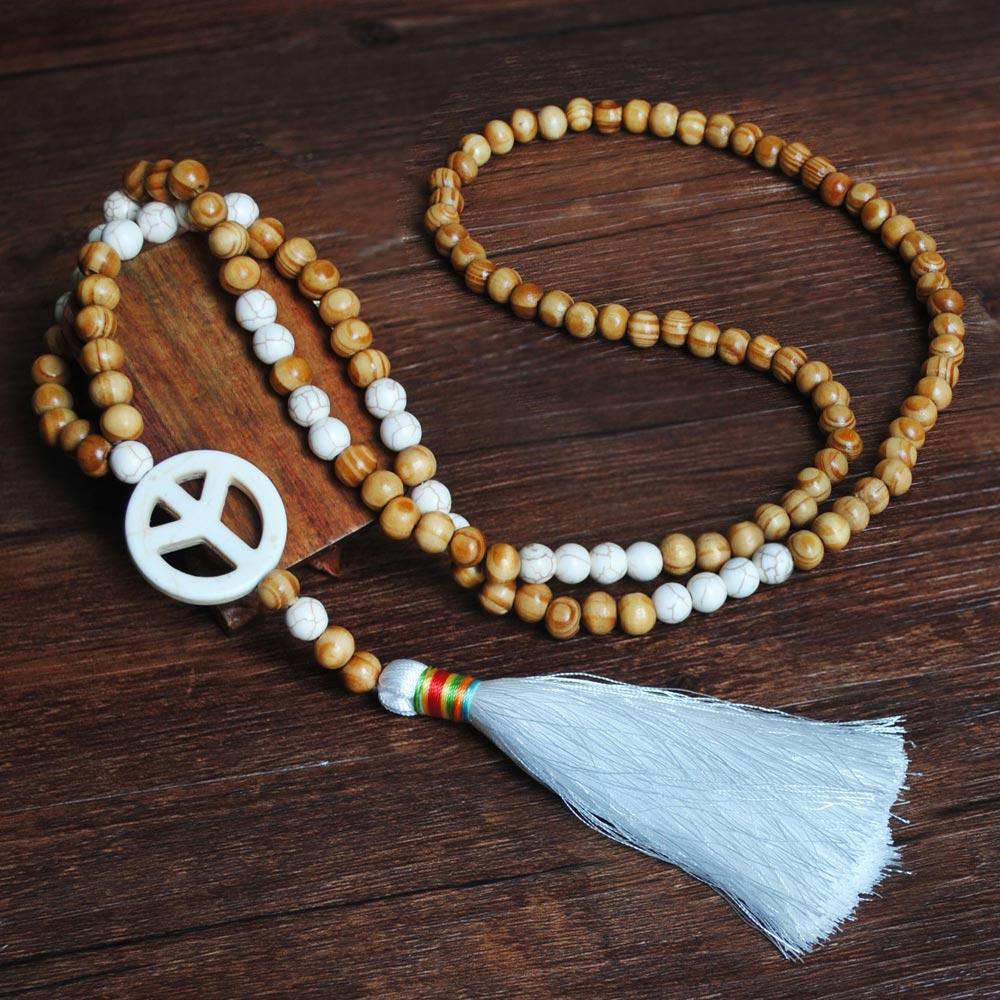 New Modern Bohemian Necklace Luxury Handmade Stones Tassels Elegant Wood Beads Amazing Necklace Long For Women Jewelry Gifts