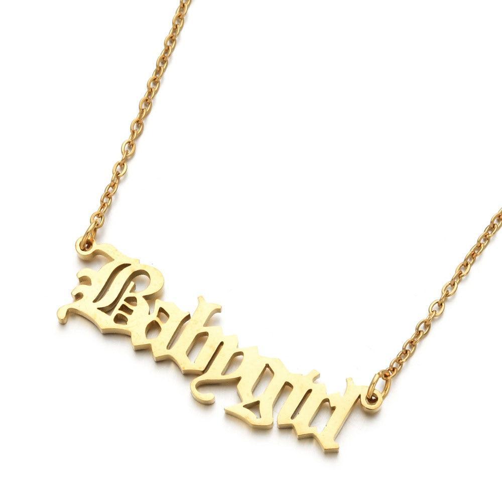 Fashion Baby Girl Word Necklace Unique Luxury Jewelry Perfect Gift For Women In Modern Cool Style