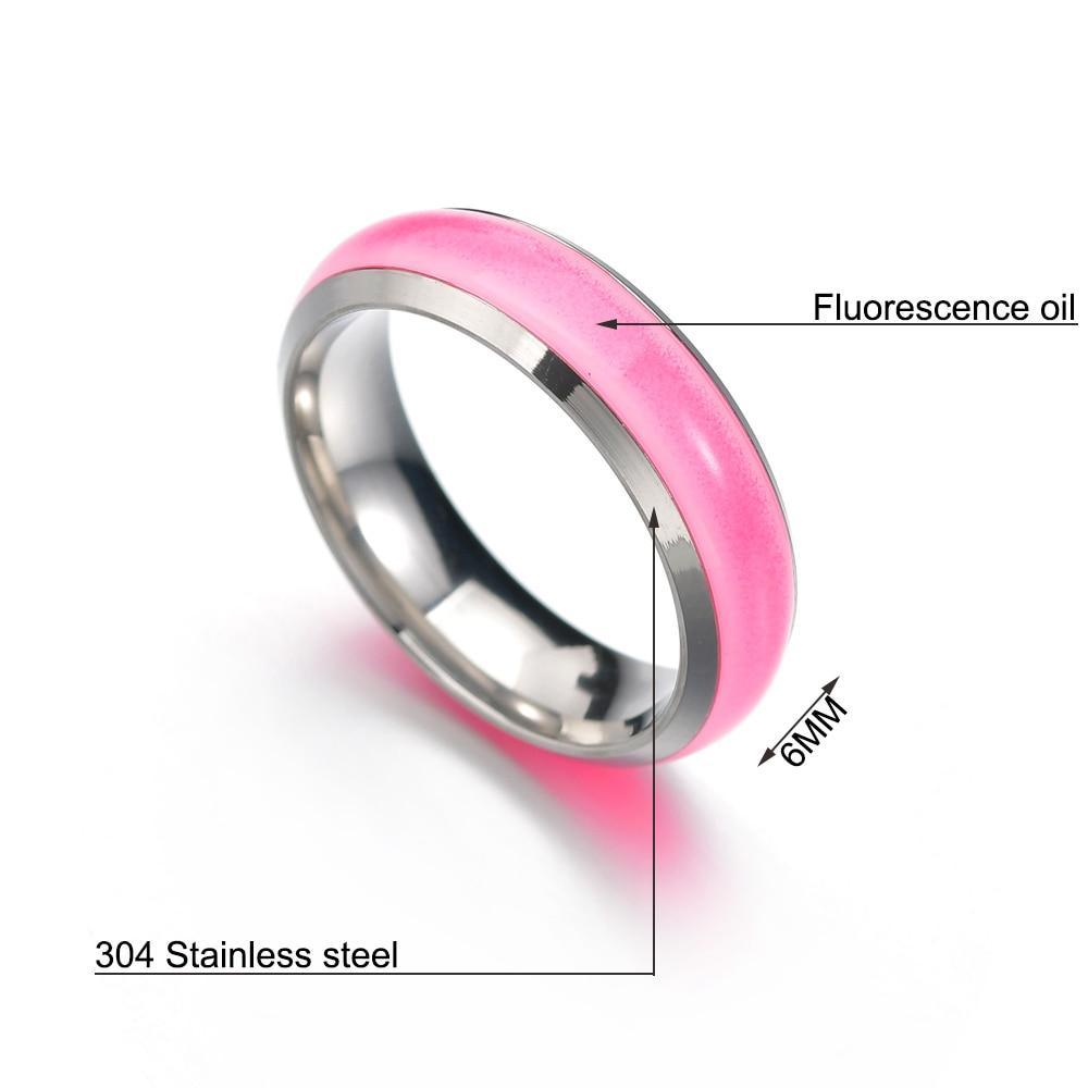 Modern Flouroscent  Stainless Steel Luminous Elegant Rings Stainless Steel Noctilucent Tabs Men Ring Anillos Mujer Bague Femme