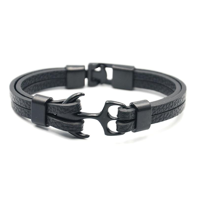 Luxury Modern Handmade Stainless Stell Men Anchor Bracelet made of Nylon in Navy Blue Color For Man