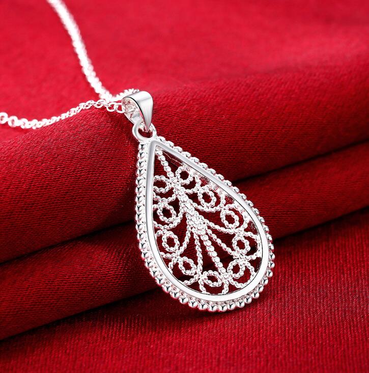 Luxury Shiny Silver Gorgeous Charm Fashion Heart Wedding Love Necklace Silver Jewelry