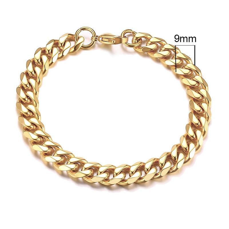 Luxury Popular Mens Simple 3-11mm Stainless Steel Curb Cuban Link Chain Bracelets for Women and Men Unisex Wrist Jewelry Brecelet