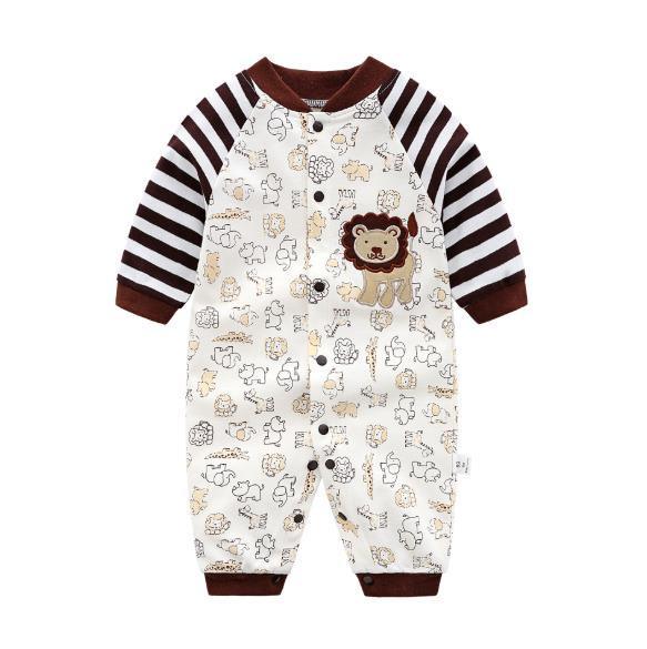 Modern Printed Jumpsuits Gentleman Autumn Long Sleeves Rompers Cotton Baby Clothes for Boys and Girls Outfits Style