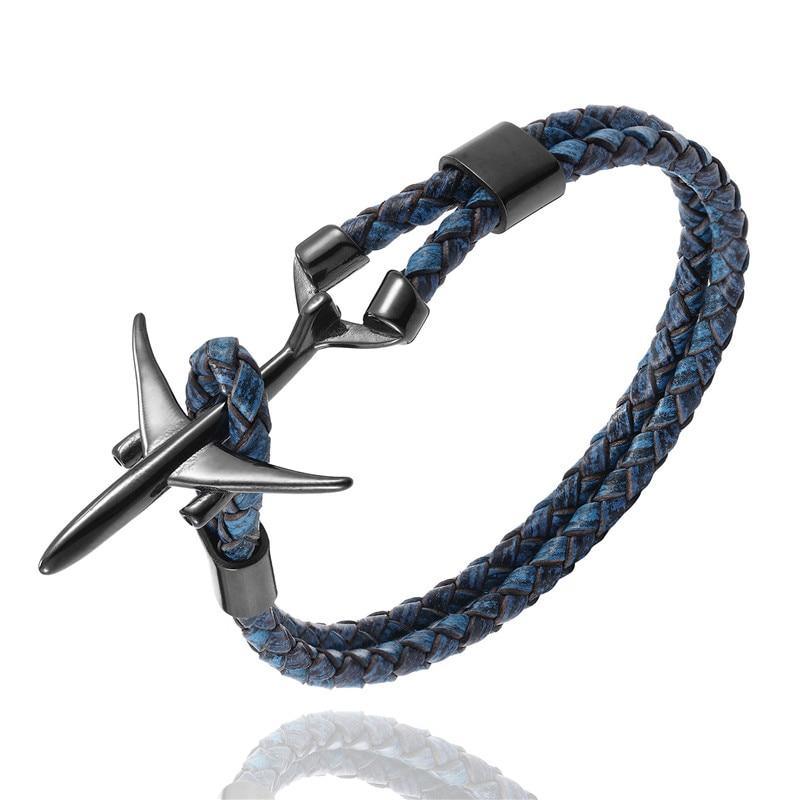 Modern Stainless Steel Airplane Anchor Luxury Bracelets For Men And Women Genuine Multi-Layer Leather Elegant Bracelet Freestyle Home Jewelry