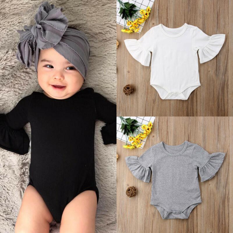 Luxury Modern Baby Girl Bodysuit Unique Cute Flared Sleeve Playsuit Jumpsuit In Elegant Deisgn