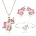 Modern Luxury New Elegant Necklace Earrings and Brecelet in On Amazing Good-Looking Cartoon Unicorn Set For Girls Kids and Woman