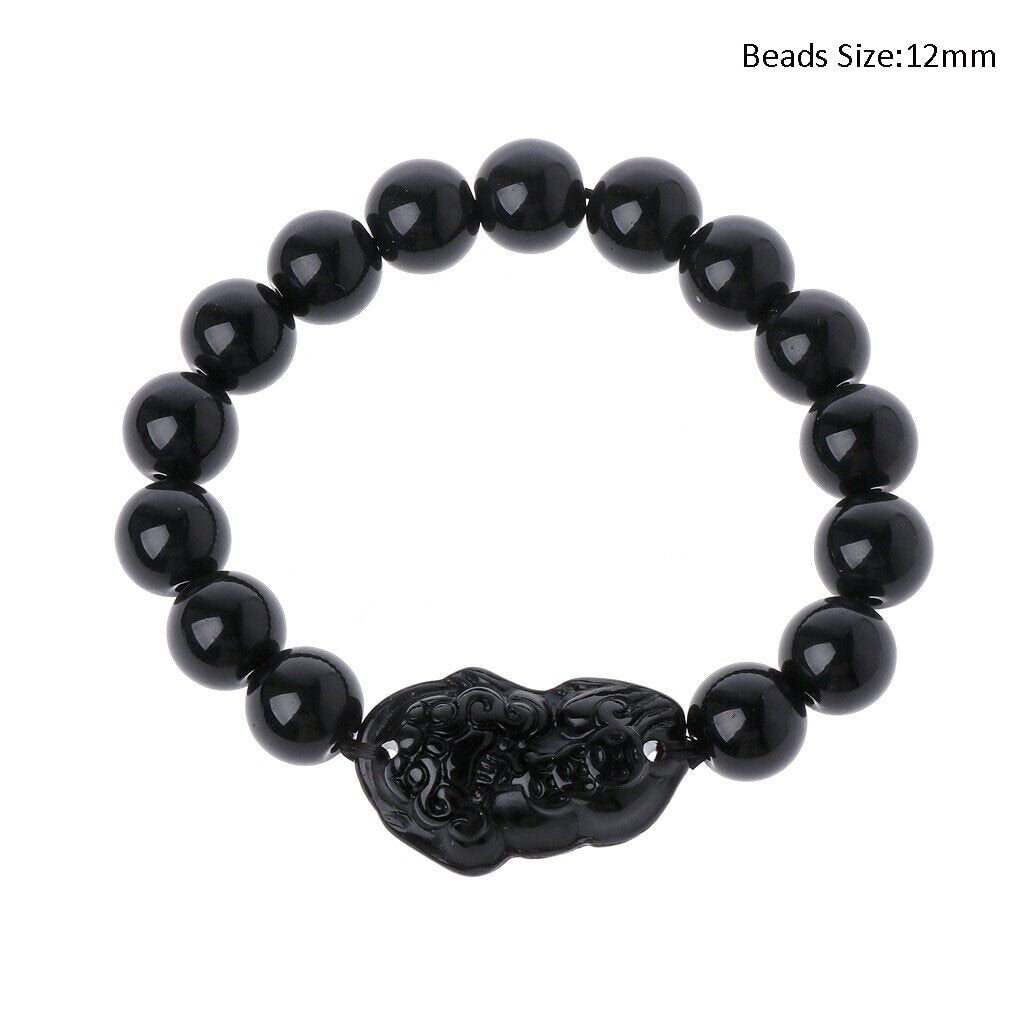 Obsidian Stone Beads Bracelet For Men and Women Unisex Wristband Gold Black Pixiu Wealth and Good Luck Bracelet Design