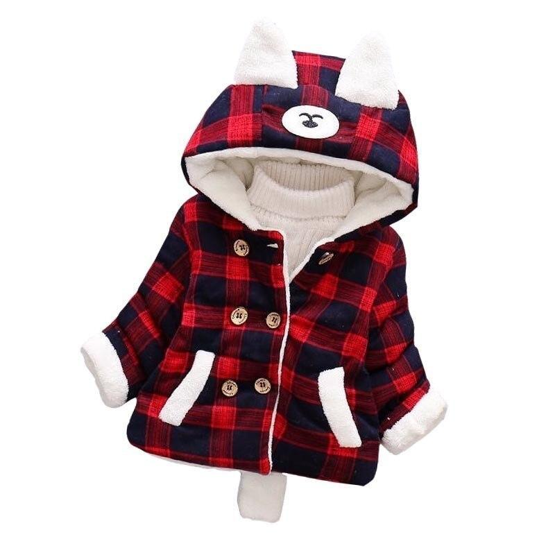 Luxury Newborn Children Plus Cute Hooded Cotton Jacket  Infant Clothing for Baby Girls In Elegant Colorful Design  For Winter